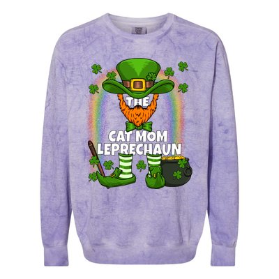 Cat Mom Leprechaun Family Matching St Patricks Day Party Gift Colorblast Crewneck Sweatshirt