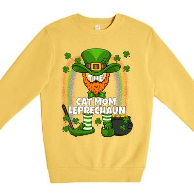 Cat Mom Leprechaun Family Matching St Patricks Day Party Gift Premium Crewneck Sweatshirt