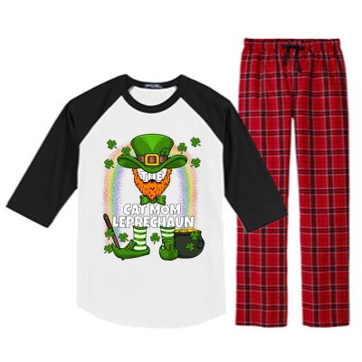 Cat Mom Leprechaun Family Matching St Patricks Day Party Gift Raglan Sleeve Pajama Set