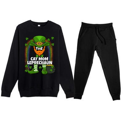 Cat Mom Leprechaun Family Matching St Patricks Day Party Gift Premium Crewneck Sweatsuit Set