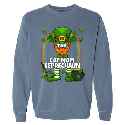 Cat Mom Leprechaun Family Matching St Patricks Day Party Gift Garment-Dyed Sweatshirt