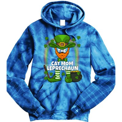 Cat Mom Leprechaun Family Matching St Patricks Day Party Gift Tie Dye Hoodie