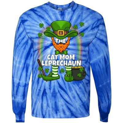 Cat Mom Leprechaun Family Matching St Patricks Day Party Gift Tie-Dye Long Sleeve Shirt