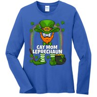 Cat Mom Leprechaun Family Matching St Patricks Day Party Gift Ladies Long Sleeve Shirt