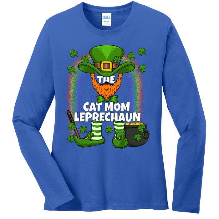 Cat Mom Leprechaun Family Matching St Patricks Day Party Gift Ladies Long Sleeve Shirt