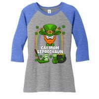 Cat Mom Leprechaun Family Matching St Patricks Day Party Gift Women's Tri-Blend 3/4-Sleeve Raglan Shirt