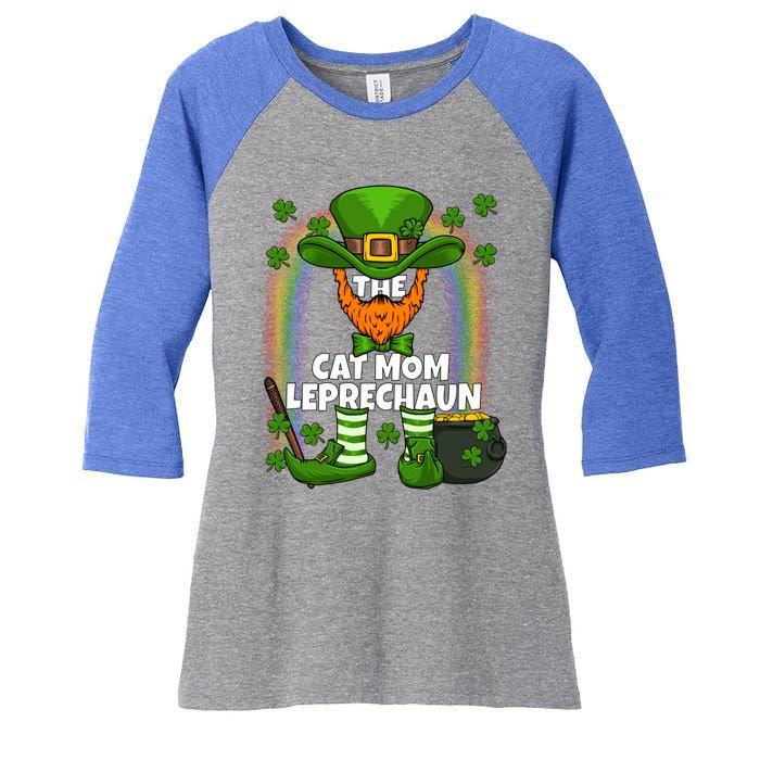 Cat Mom Leprechaun Family Matching St Patricks Day Party Gift Women's Tri-Blend 3/4-Sleeve Raglan Shirt