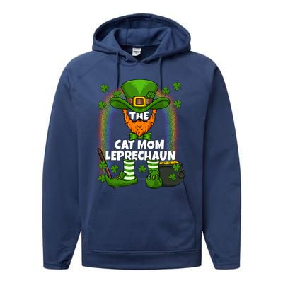 Cat Mom Leprechaun Family Matching St Patricks Day Party Gift Performance Fleece Hoodie