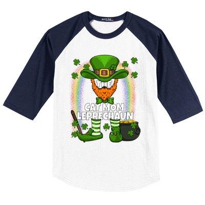 Cat Mom Leprechaun Family Matching St Patricks Day Party Gift Baseball Sleeve Shirt