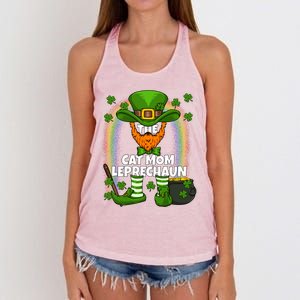 Cat Mom Leprechaun Family Matching St Patricks Day Party Gift Women's Knotted Racerback Tank