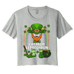 Cat Mom Leprechaun Family Matching St Patricks Day Party Gift Women's Crop Top Tee