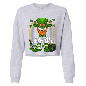 Cat Mom Leprechaun Family Matching St Patricks Day Party Gift Cropped Pullover Crew