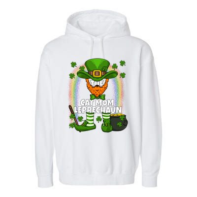 Cat Mom Leprechaun Family Matching St Patricks Day Party Gift Garment-Dyed Fleece Hoodie