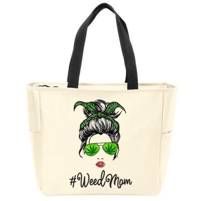 Classy Mom Life with Leopard Mom Marijuana Weed Lover Zip Tote Bag