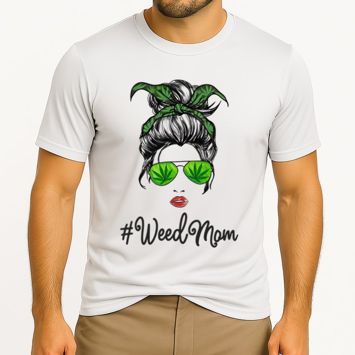 Classy Mom Life with Leopard Mom Marijuana Weed Lover Performance Shirt