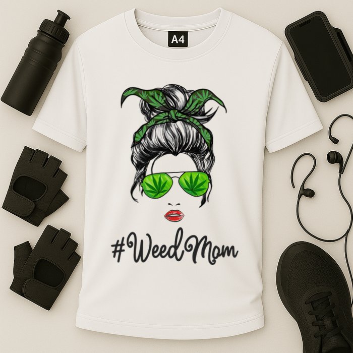 Classy Mom Life with Leopard Mom Marijuana Weed Lover Performance Shirt