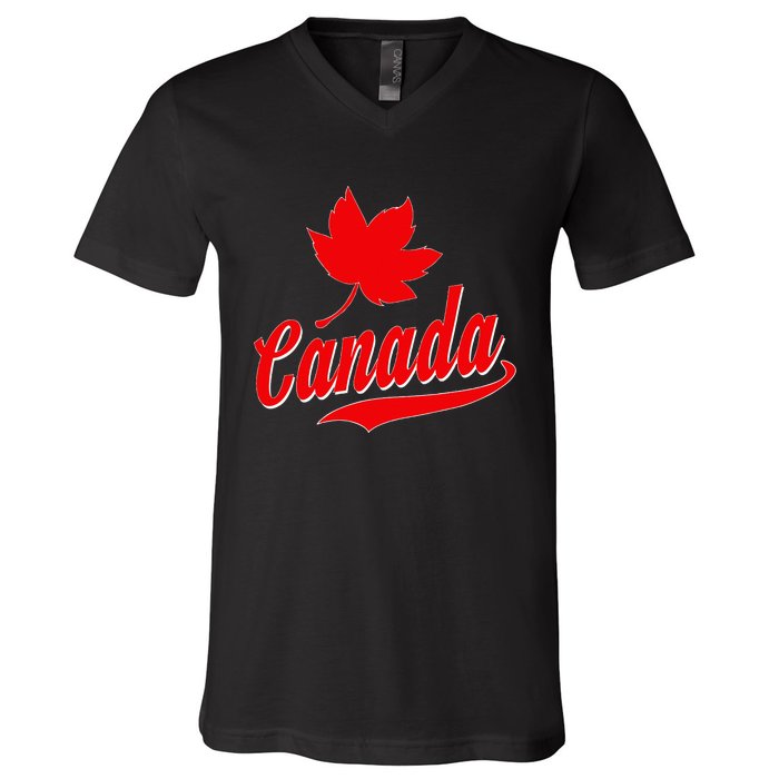 Canadian Maple Leaf Country Canada V-Neck T-Shirt