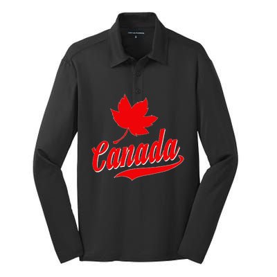 Canadian Maple Leaf Country Canada Silk Touch Performance Long Sleeve Polo