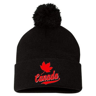 Canadian Maple Leaf Country Canada Pom Pom 12in Knit Beanie