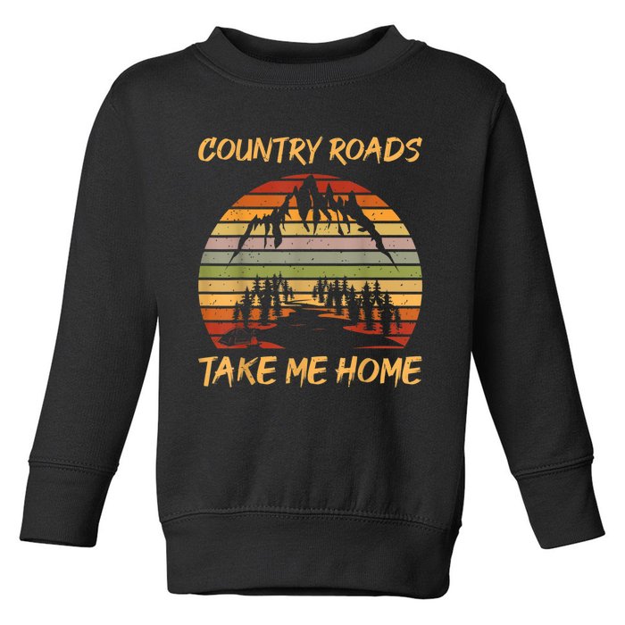 Country Music Lovers Vintage Country Roads Take Me Home Toddler Sweatshirt