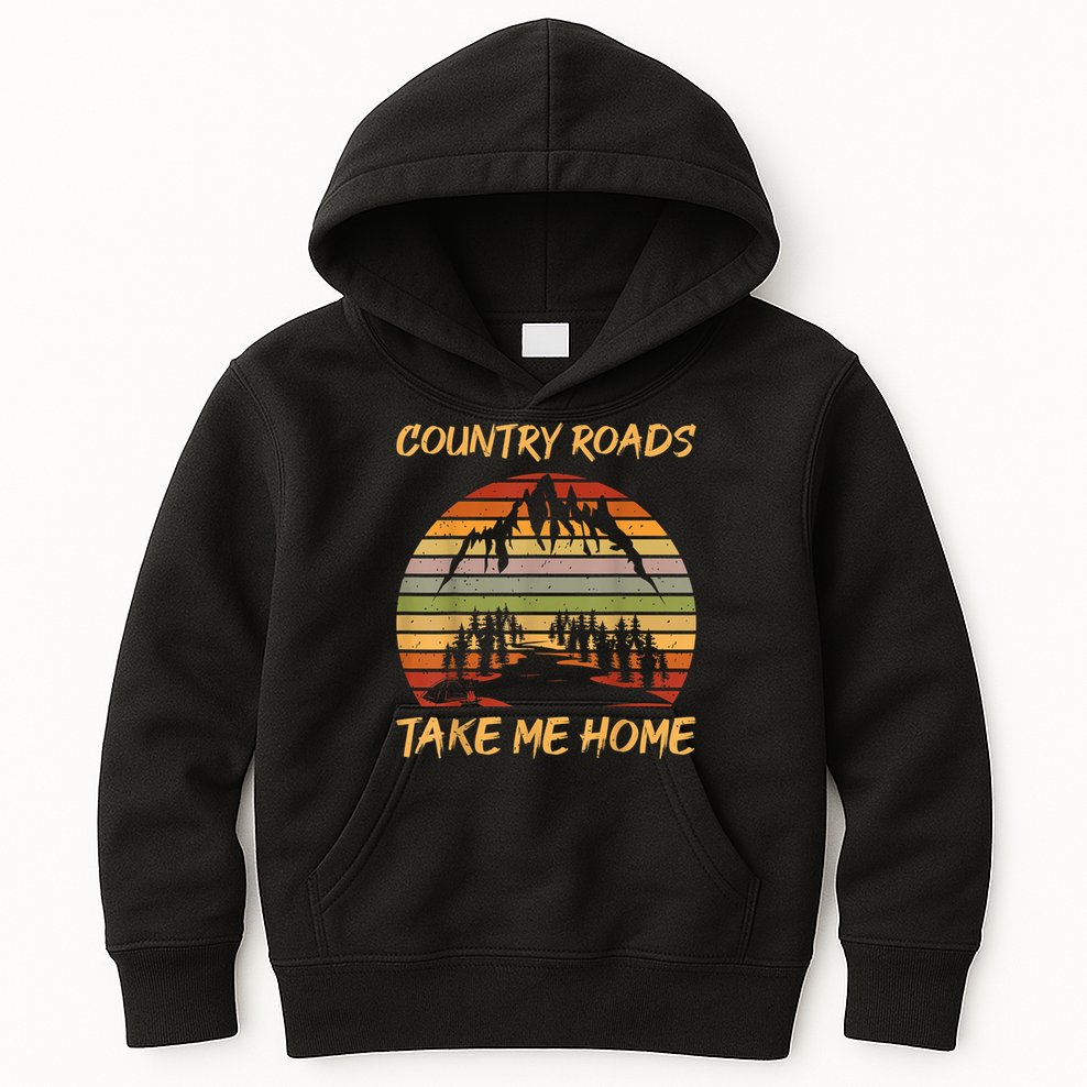 Country Music Lovers Vintage Country Roads Take Me Home Kids Hoodie