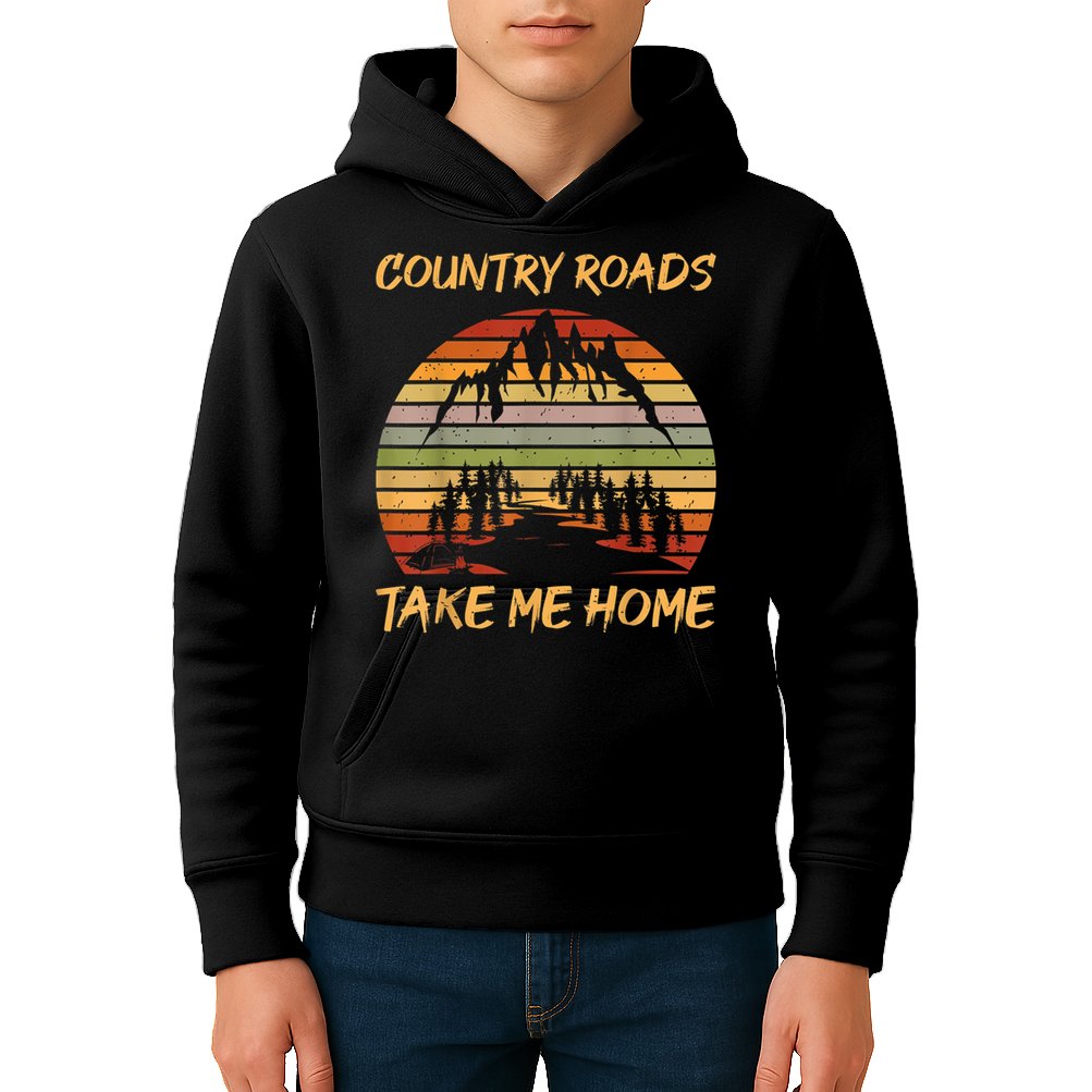 Country Music Lovers Vintage Country Roads Take Me Home Kids Hoodie