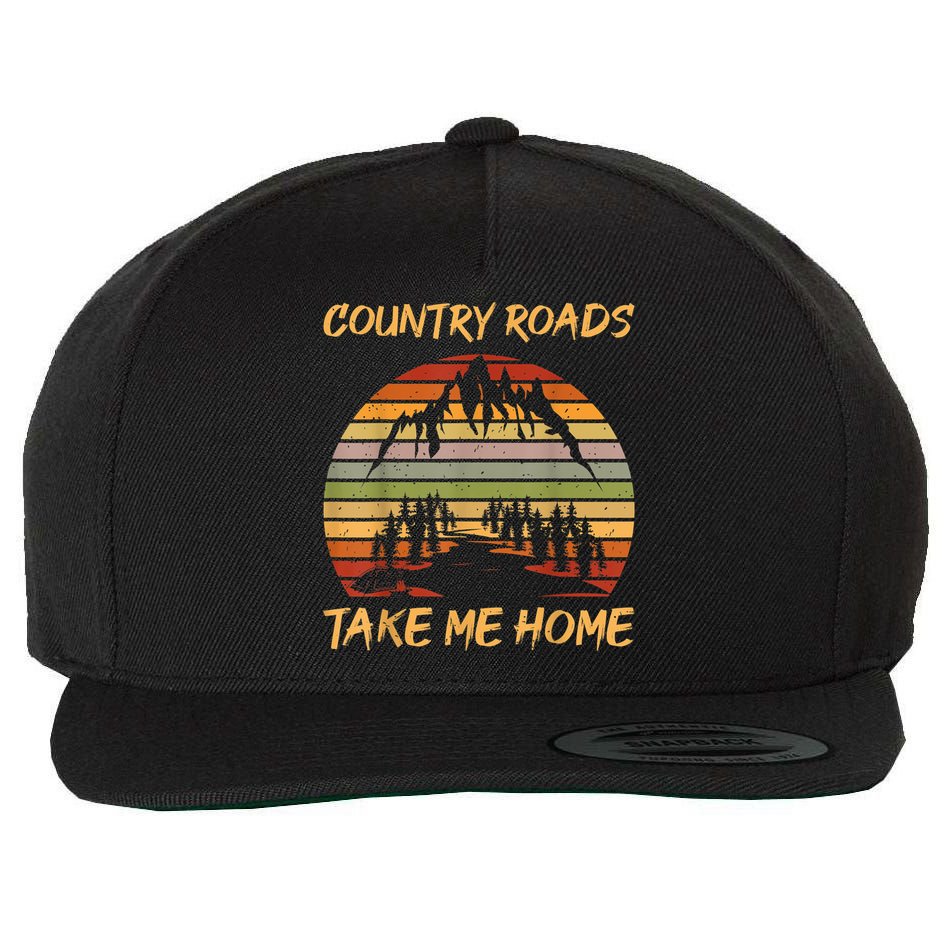Country Music Lovers Vintage Country Roads Take Me Home Wool Snapback Cap