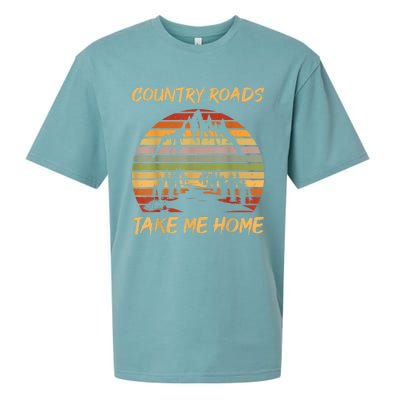 Country Music Lovers Vintage Country Roads Take Me Home Sueded Cloud Jersey T-Shirt