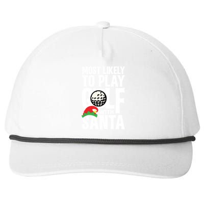 Christmas Most Likely To Play Golf With Santa Golfer Xmas Gift Snapback Five-Panel Rope Hat