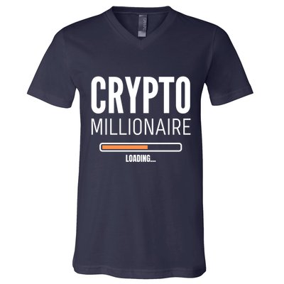 Crypto Millionaire Loading Funny Crypto Currency V-Neck T-Shirt