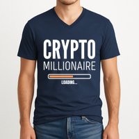 Crypto Millionaire Loading Funny Crypto Currency V-Neck T-Shirt