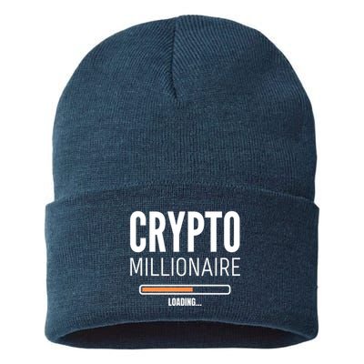 Crypto Millionaire Loading Funny Crypto Currency Sustainable Knit Beanie