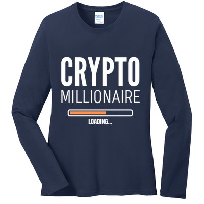 Crypto Millionaire Loading Funny Crypto Currency Ladies Long Sleeve Shirt