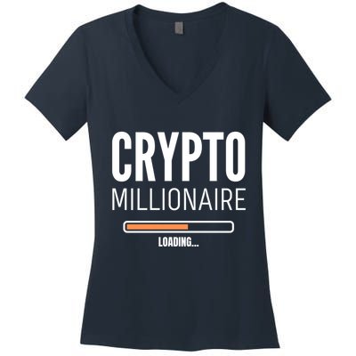 Crypto Millionaire Loading Funny Crypto Currency Women's V-Neck T-Shirt