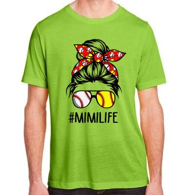 Classy Mimi Life Softball Baseball Mother's Day Messy Bun Adult ChromaSoft Performance T-Shirt