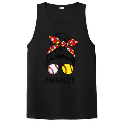 Classy Mimi Life Softball Baseball Mother's Day Messy Bun PosiCharge Competitor Tank