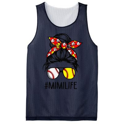 Classy Mimi Life Softball Baseball Mother's Day Messy Bun Mesh Reversible Basketball Jersey Tank