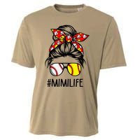 Classy Mimi Life Softball Baseball Mother's Day Messy Bun Cooling Performance Crew T-Shirt