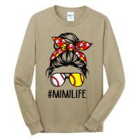 Classy Mimi Life Softball Baseball Mother's Day Messy Bun Tall Long Sleeve T-Shirt