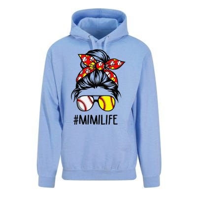 Classy Mimi Life Softball Baseball Mother's Day Messy Bun Unisex Surf Hoodie