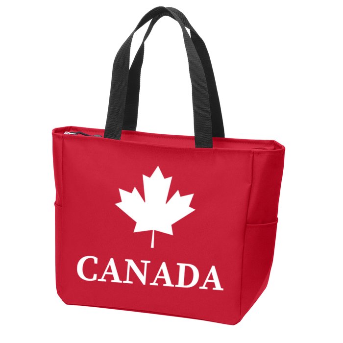 Canada Maple Leaf Canadian Flag Zip Tote Bag