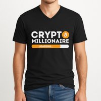 Crypto Millionaire Loading Btc Trader Bitcoin Investor V-Neck T-Shirt