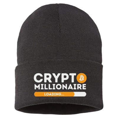 Crypto Millionaire Loading Btc Trader Bitcoin Investor Sustainable Knit Beanie