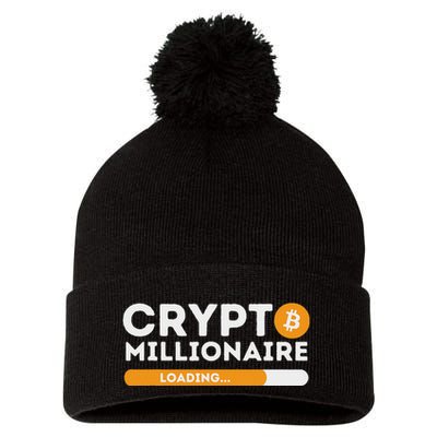 Crypto Millionaire Loading Btc Trader Bitcoin Investor Pom Pom 12in Knit Beanie