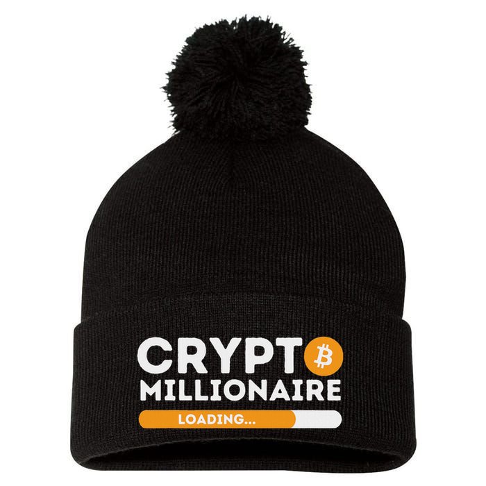 Crypto Millionaire Loading Btc Trader Bitcoin Investor Pom Pom 12in Knit Beanie