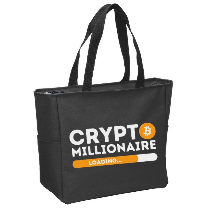 Crypto Millionaire Loading Btc Trader Bitcoin Investor Zip Tote Bag