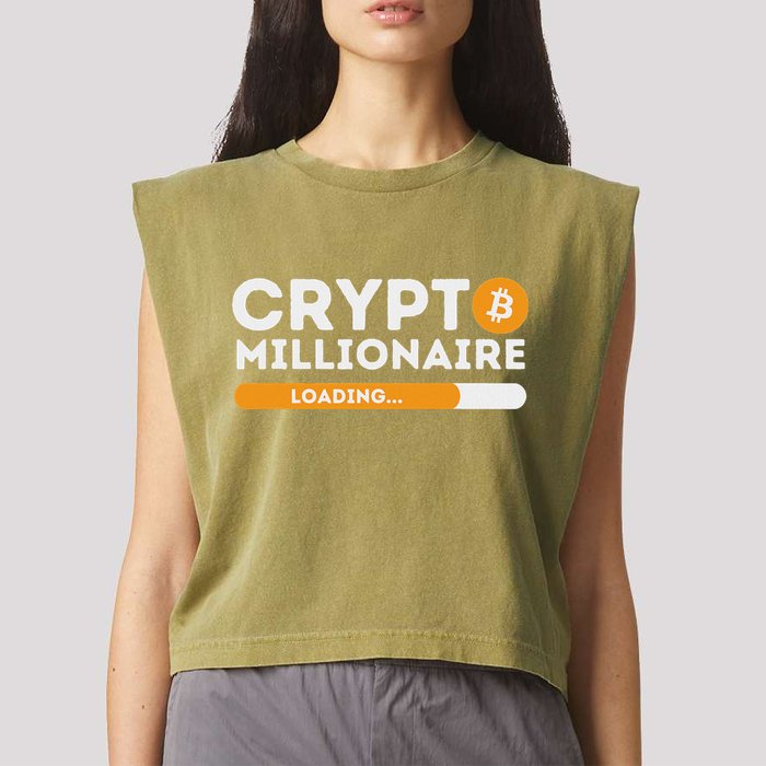 Crypto Millionaire Loading Btc Trader Bitcoin Investor Garment-Dyed Women's Muscle Tee