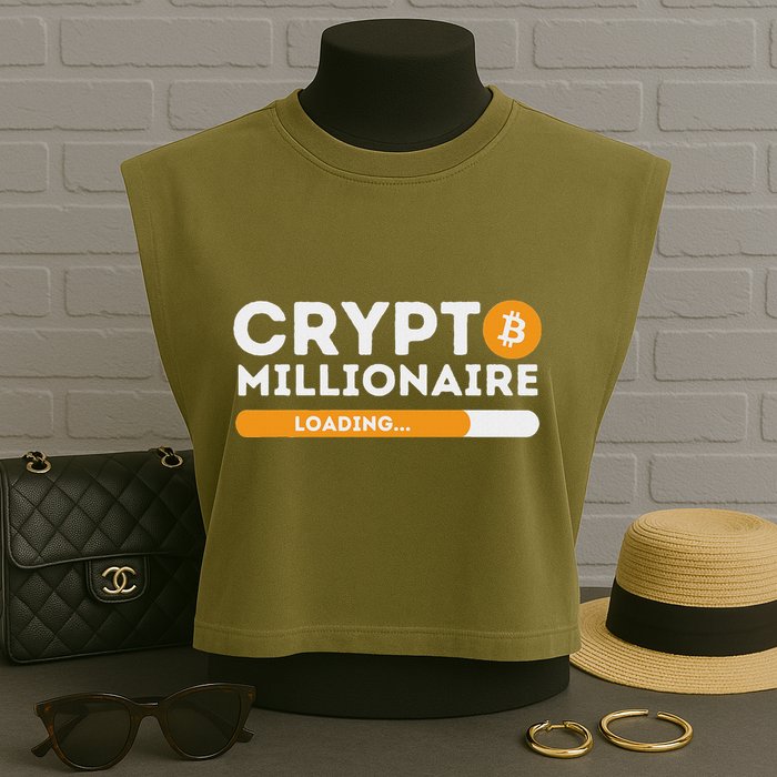 Crypto Millionaire Loading Btc Trader Bitcoin Investor Garment-Dyed Women's Muscle Tee