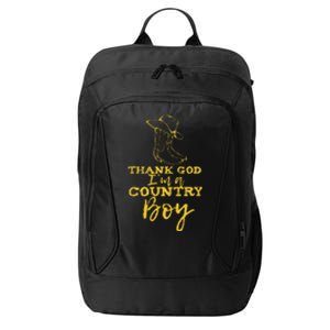 Country Music Lyrics Quotes Thank God IM A Country Boy City Backpack