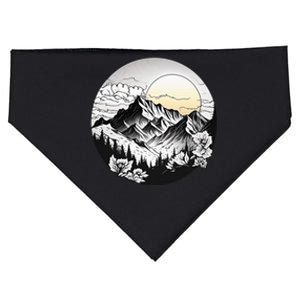 Circular Mountain Landscape for Hiking Lovers Camping USA-Made Doggie Bandana